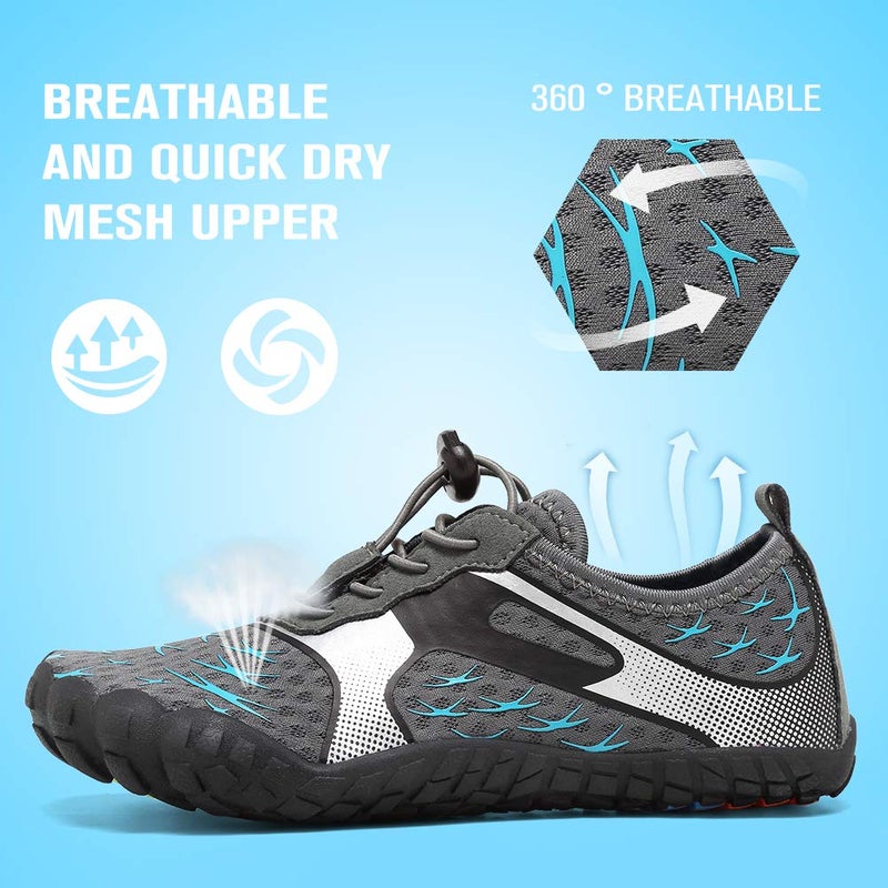 CIOR Boys & Girls Water Shoes Sports Aqua Athletic Sneakers Lightweight Sport Shoes U1ELJSX013-Y.Grey-34, 4 Big Kid - Image 5